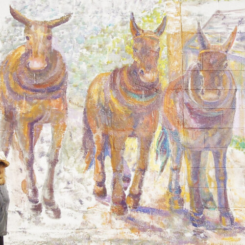 Jane Grace Taylor with detail of Verona, NY wall mural