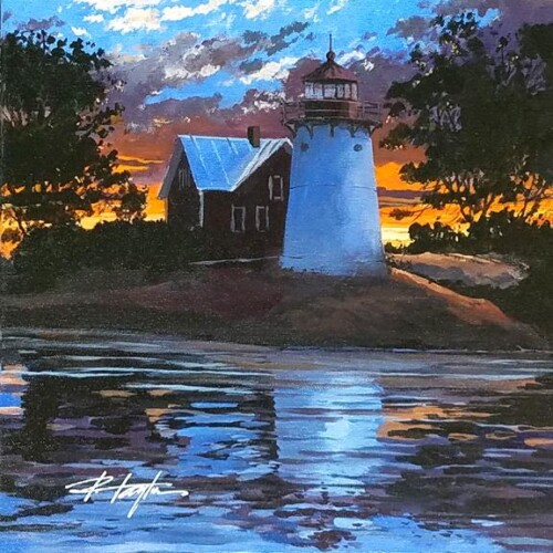 "Crossover Sunset"-Canvas Print 8" x 8" Framed $115