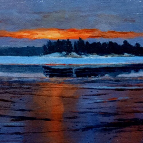 "Frozen River" Original Acrylic 9" x 15" Framed $475