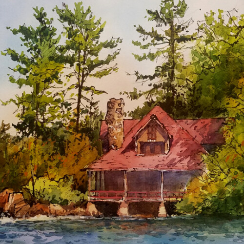 "The Ledges"-Original watercolor and Ink 9" x 12" Framed $450